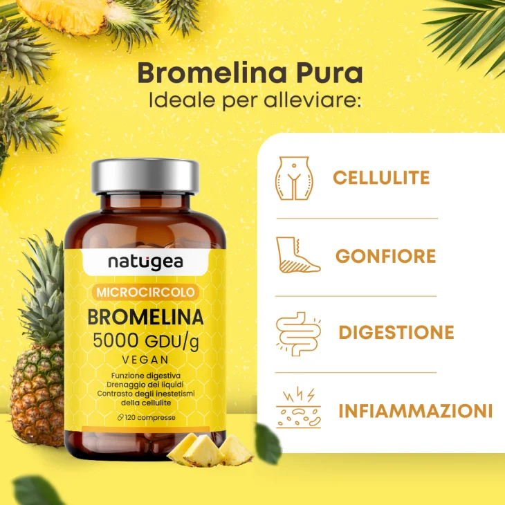 Natugea Bromelina 5000 Integratore Contro Cellulite 120 compresse