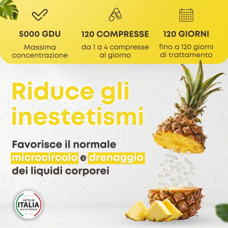 Natugea Bromelina 5000 Integratore Contro Cellulite 120 compresse