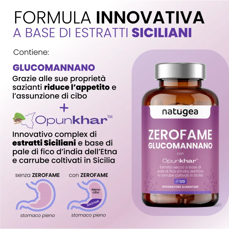 Natugea Zerofame Glucomannano Integratore Perdita di Peso 120 compresse