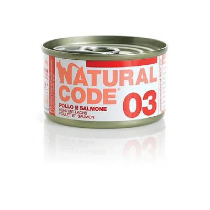 Natural Code Alimento per Gatti 03 Pollo e Salmone 85 g