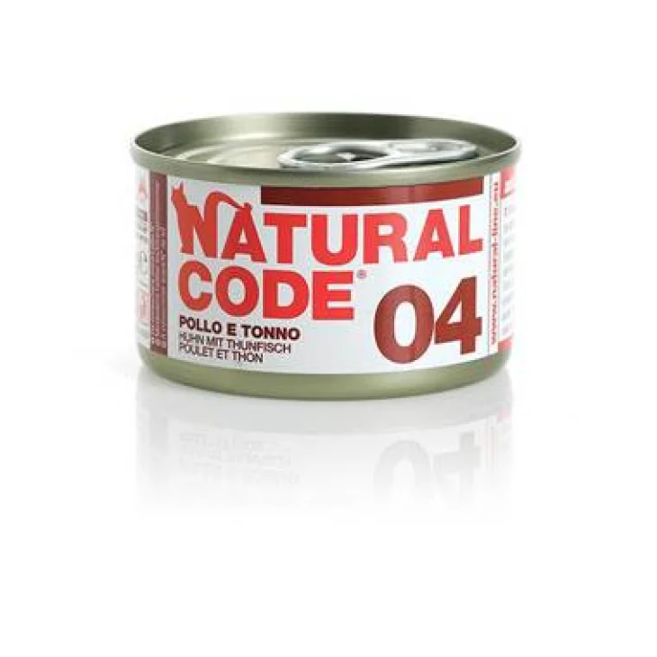Natural Code Alimento per Gatti 04 Tonno e Pollo 85 g