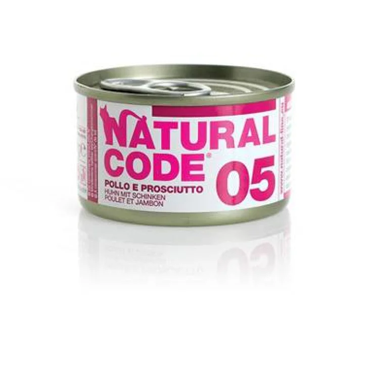 Natural Code Alimento per Gatti 05 Pollo e Prosciutto 85 g