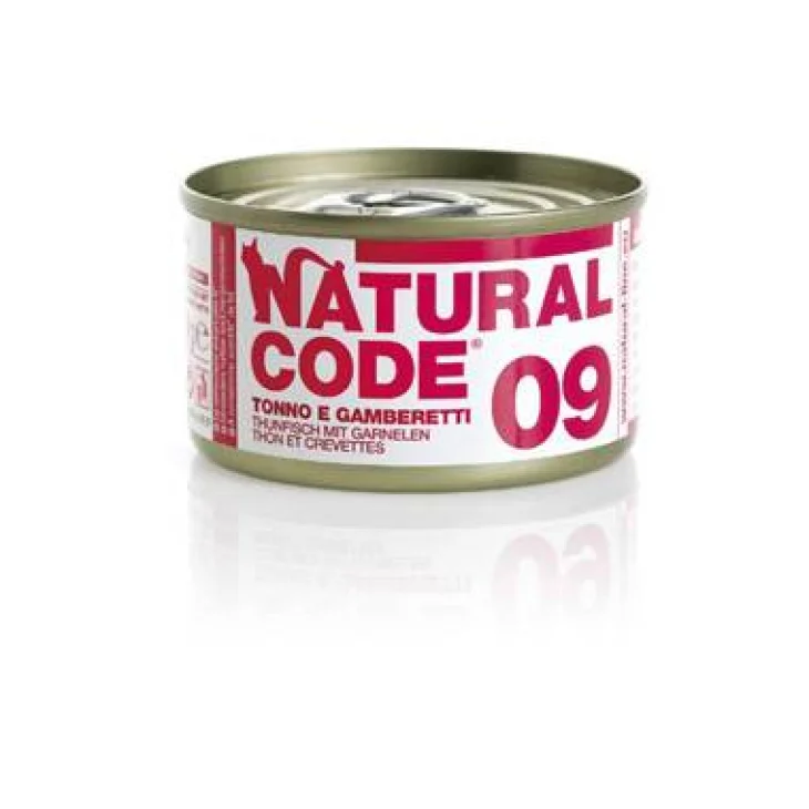 Natural Code Alimento per Gatti Adulti 09 Tonno e Gamberetti 85 g