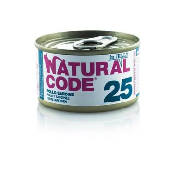 Natural Code Alimento per Gatti 25 Pollo e Sardine 85 g