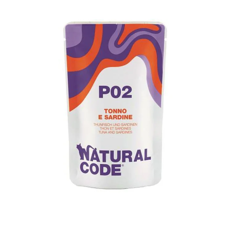 Natural Code Alimento per Gatti Adulti BS P2 Tonno e Sardine  70 g