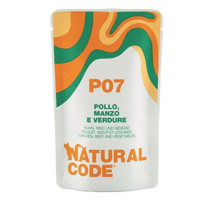 Natural Code Alimento per Gatti Adulti BS P7 Pollo Manzo e Verdure  70 g
