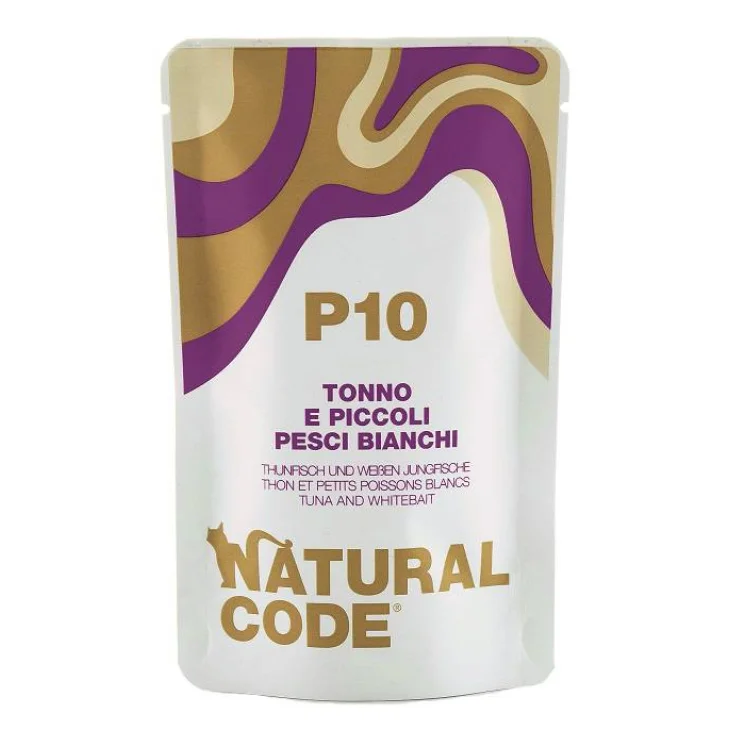 Natural Code Alimento per Gatti Adulti BS P10 Tonno e Piccoli Pesci Bianchi 70 g