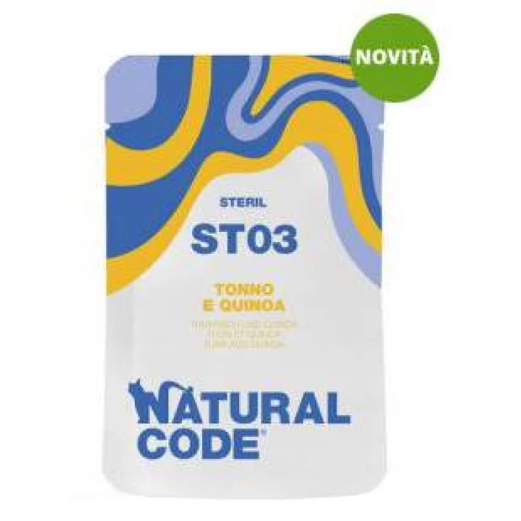 Natural Code Alimento per Gatti Adulti Sterilizzati Tonno e Quinoa 70 g