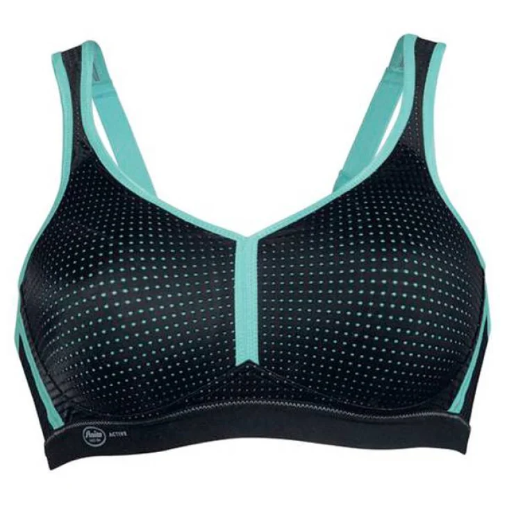 Anita Performance Reggiseno Sportivo Nero/Blu Piscina - Taglie anita: 70 C