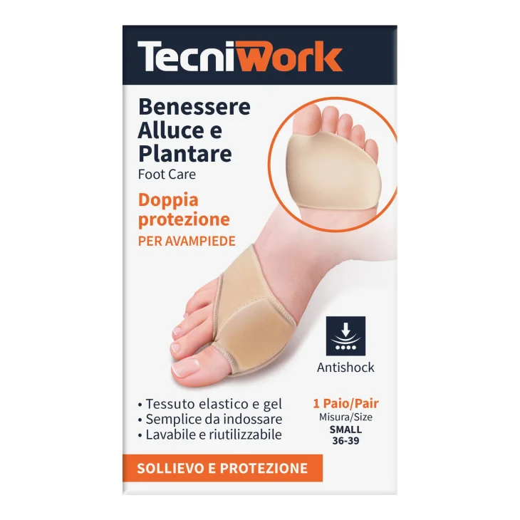 Tecniwork Benessere Alluce e Plantare Cuscinetto Doppia Protezione Misura S