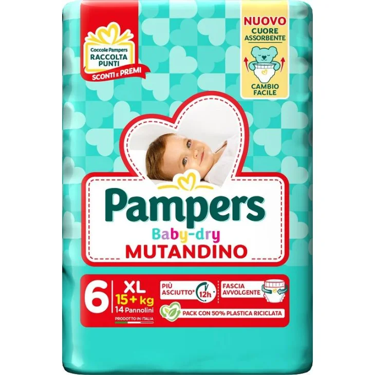 Pampers Baby Dry Pannolino per Bambini a Mutandina Misura 6 (15+ kg) 14 pannolini