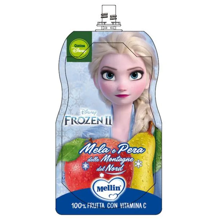 Mellin Pouch Disney Frozen Merenda per Bambini Mela e Pera 110 g