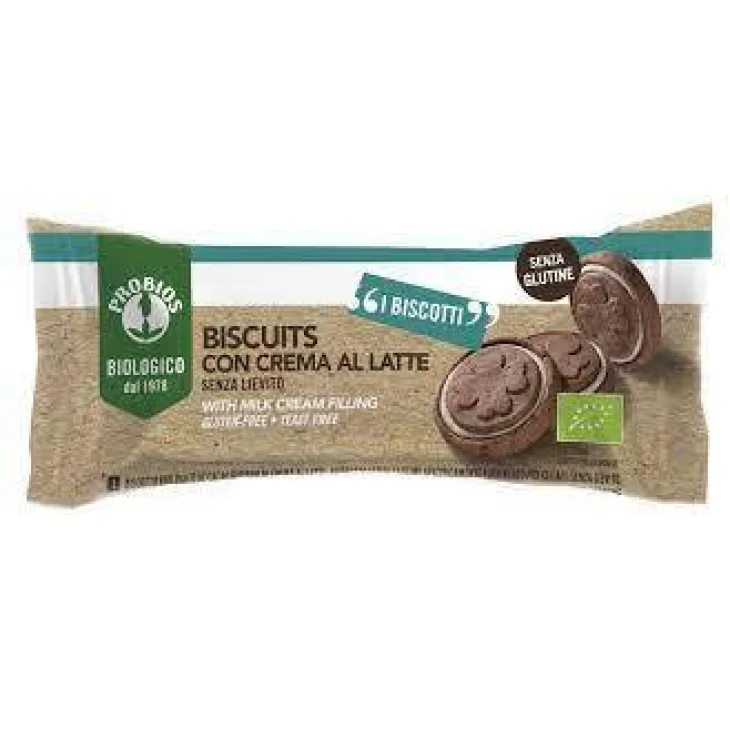 Probios Biscuits con Crema al Latte Biscotti Senza Glutine Bio 4 pezzi da 24 g