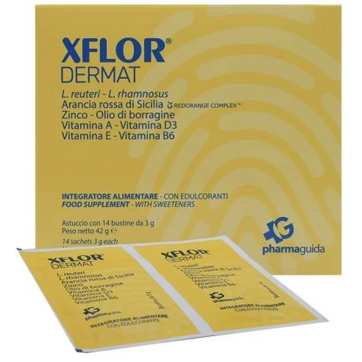 Pharmaguida Xflor Dermat Integratore per il Benessere della Flora Intestinale 14 bustine