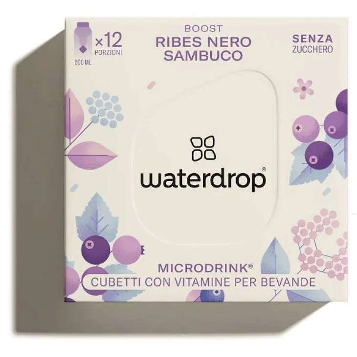 Waterdrop Microdrink Boost Cubetti con Vitamine per Bevande Gusto Lampone 12 cubetti