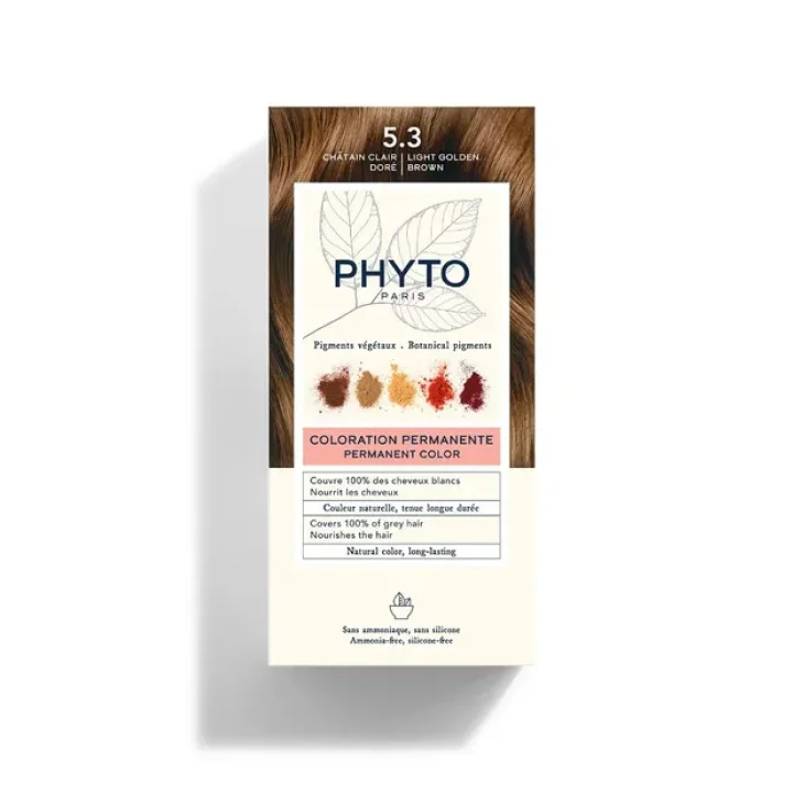 Phyto Color Kit di Colorazione per Capelli Senza Ammoniaca 5,3 Castano Chiaro Dorato