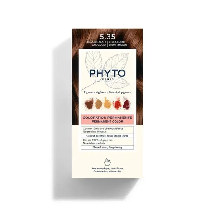 Phyto Color Kit di Colorazione per Capelli Senza Ammoniaca 5,35 Castano Chiaro Cioccolato