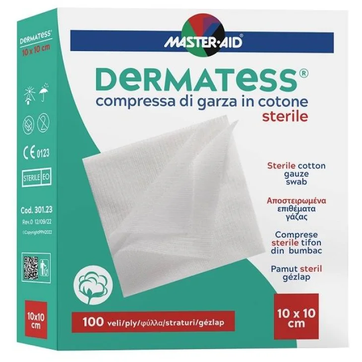 Master-Aid Dermatess Garza Idrofila in Cotone 10X10cm 100 veli