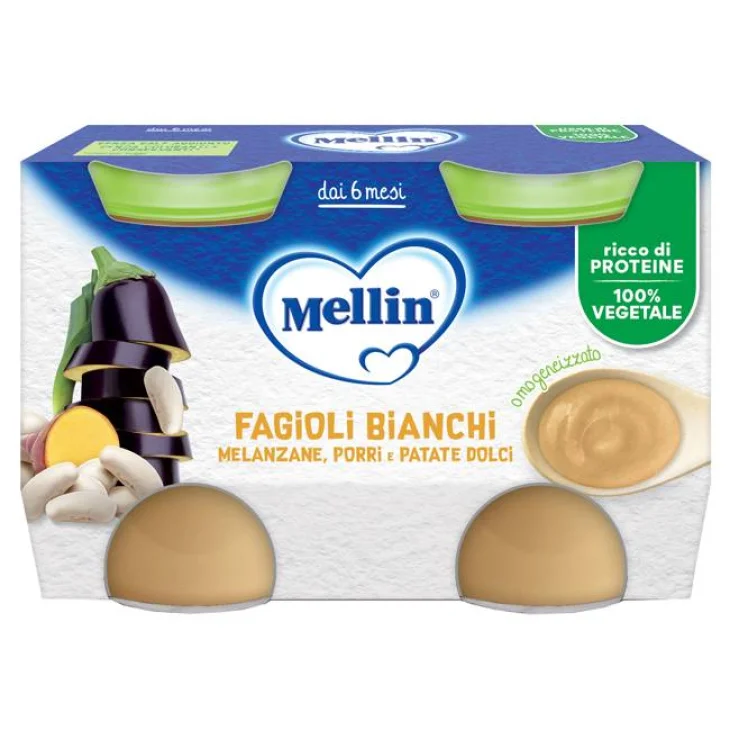 Mellin Fagioli Bianchi e Melanzane Omogeneizzato 2 vasetti x 130 g