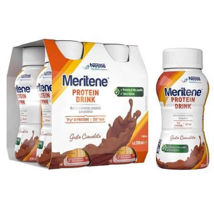 Meritene Protein Drink Bevanda Proteica Gusto Cioccolato 4 pezzi da 200 ml