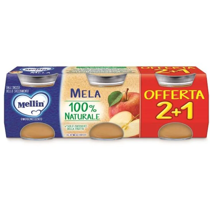 Mellin Omogeneizzato Gusto Mela 3 vasetti da 100 g