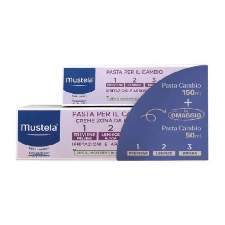 Mustela Pasta per il Cambio 1 2 3 150 ml + 50 ml in OMAGGIO