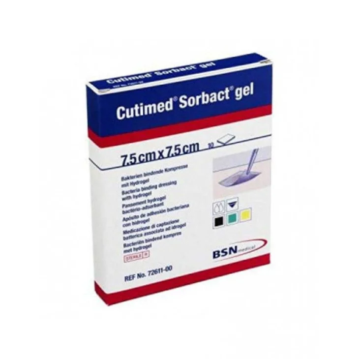 Cutimed Sorbact Gel Medicazione di Captazione Batterica 7,5 x 7,5 10 cerotti