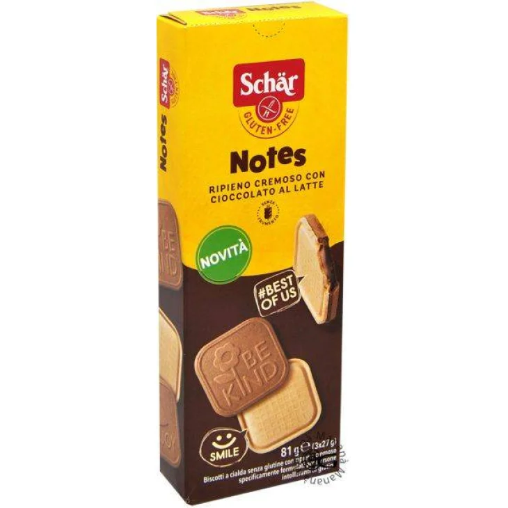 Schar Notes Biscotti a cialda con ripieno cremoso di cioccolato al latte 81 g