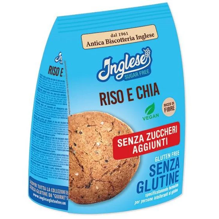 Inglese Riso e Chia Biscotti senza glutine e senza zuccheri aggiunti 200 g