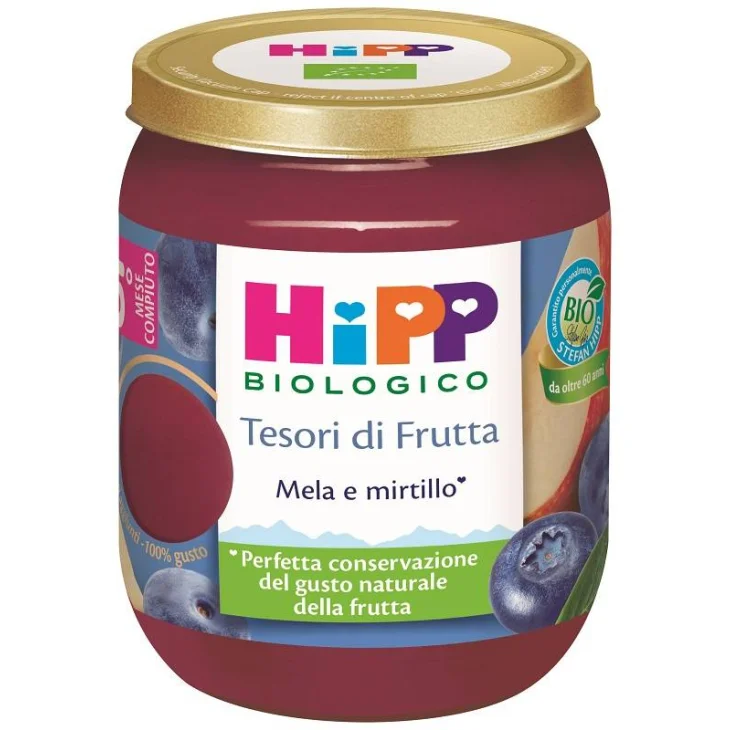 Hipp Tesori di Frutta Omogeneizzato Mela e Mirtillo Biologico 160 g