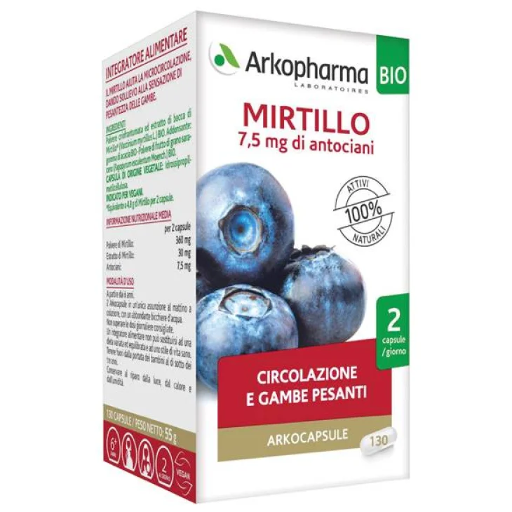 Arkopharma Arkocapsule Mirtillo Bio Integratore per il Microcircolo 40 capsule