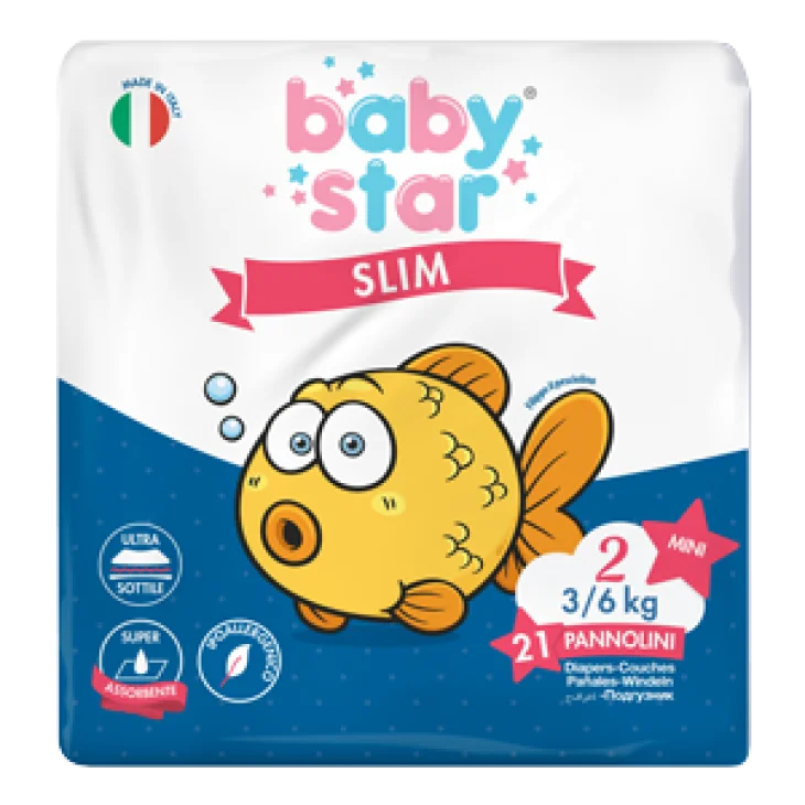 Babystar Slim Pannolini 3/6 kg Taglia 2 Mini 21 pezzi