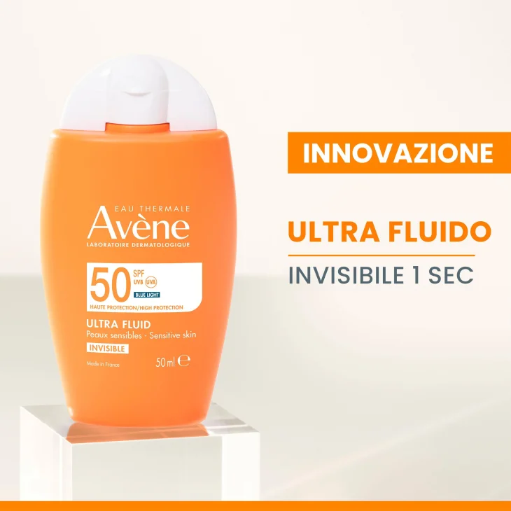 Avène Ultra Fluid SPF50 Protezione Solare Viso Invisibile Pelli Sensibili 50 ml