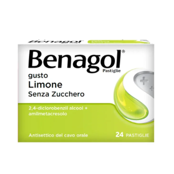 Benagol Pastiglie per il Mal di Gola Gusto Limone Senza Zucchero 24 pastiglie