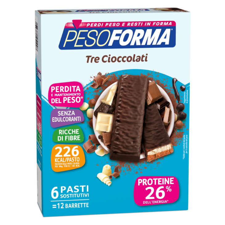Pesoforma Barrette Dietetiche ai 3 Cioccolati 12 barrette