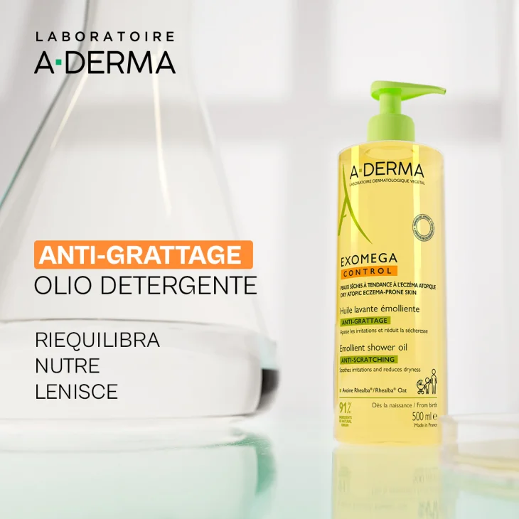 A-Derma Exomega Control Olio Lavante Emolliente Viso e Corpo 500 ml