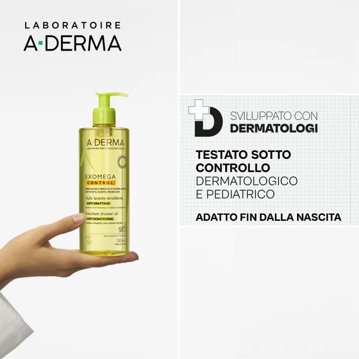 A-Derma Exomega Control Olio Lavante Emolliente Viso e Corpo 500 ml