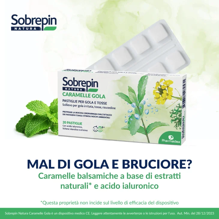Sobrepin Natura Caramelle per il Mal di Gola 20 pezzi