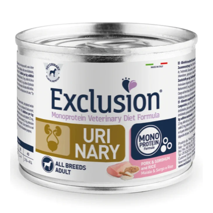 Exclusion Monoprotein Veterinary Diet Formula Urinary Cibo Umido Cani 200g