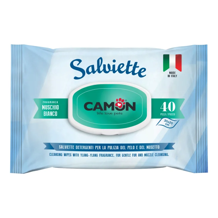 Camon Salviette Detergenti per Cani e Gatti Muschio Bianco 40 Pezzi 20x30 cm Camon Salviette Detergenti per Cani e Gatti Muschio Bianco 40 Pezzi 20x30 cm