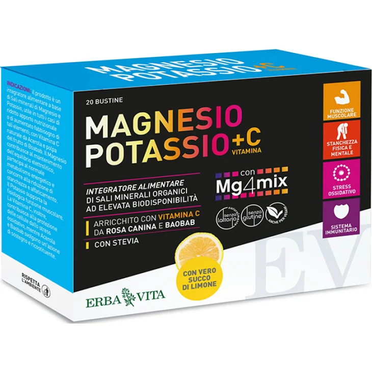 Erba Vita Magnesio E Potassio+Vitamina C Gusto Limone 20 Bustine