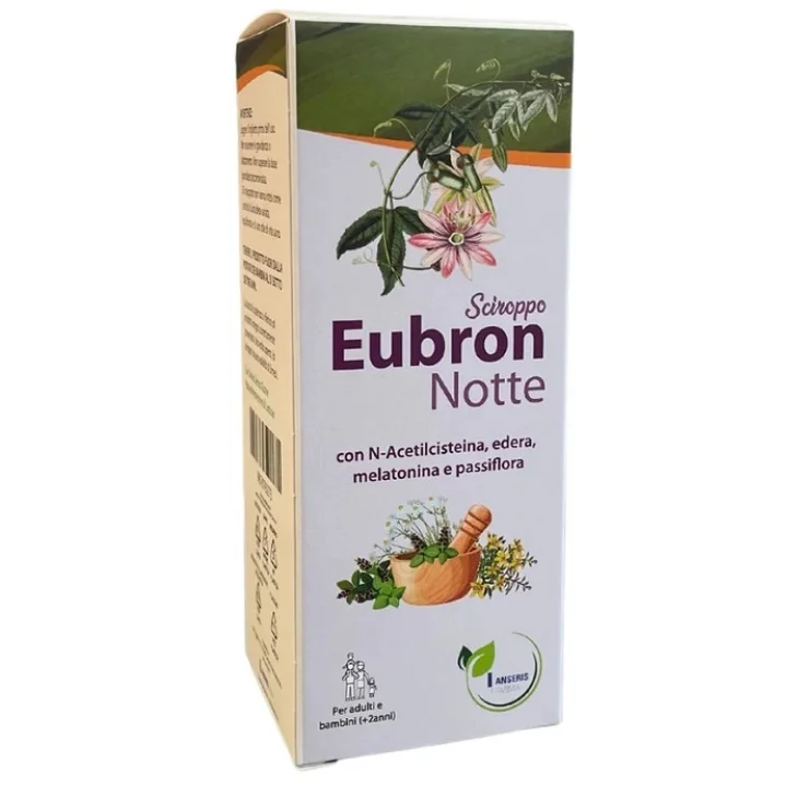 Anseris Farma Eubron Notte Sciroppo per Tosse e Sonno con Melatonina 150ml Anseris Farma Eubron Notte Sciroppo per Tosse e Sonno con Melatonina 150ml