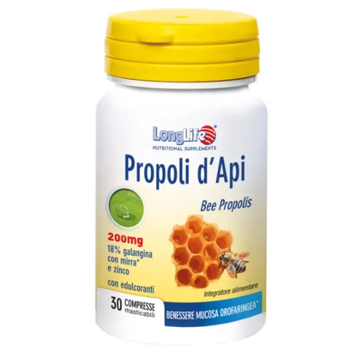 Longlife Propoli D'api Benessere della Gola e Sistema Immunitario 30 Compresse Masticabili