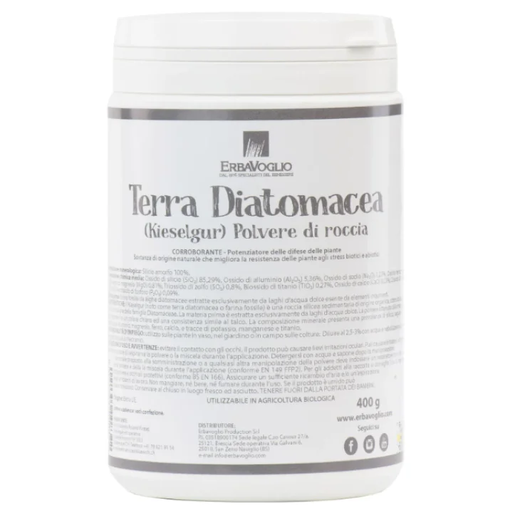 ErbaVoglio Terra Diatomacea (Kieselgur) Polvere di Roccia Corroborante Insetticida 400 grammi