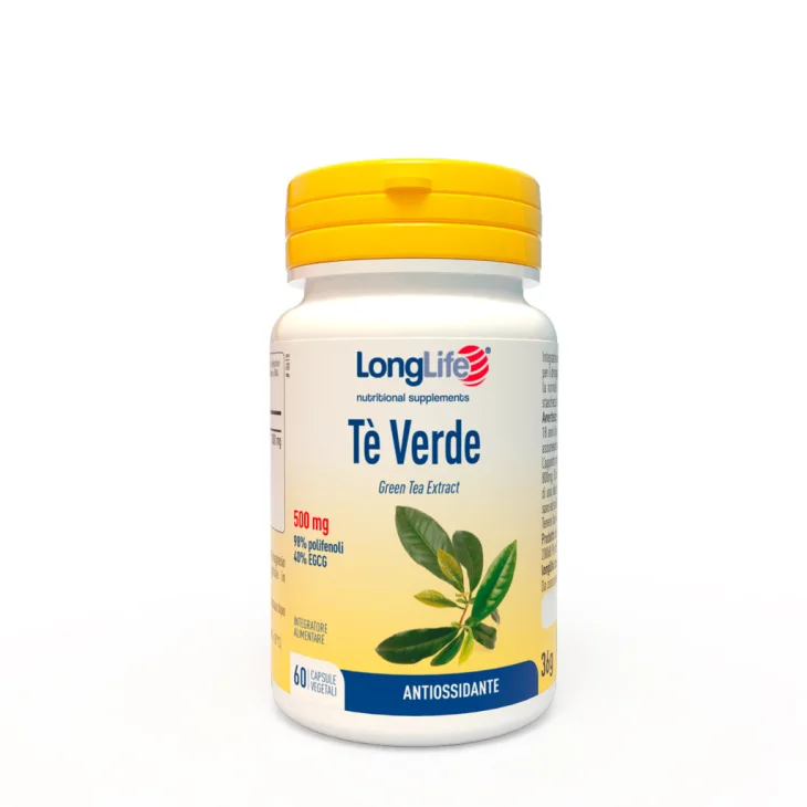 Longlife T&egrave; Verde Integratore Antiossidante e Drenante 500 Mg 60 Capsule