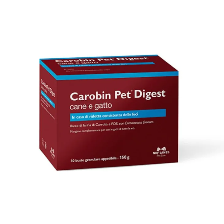 N.B.F. Lanes Carobin Pet Digest Integratore per la buona digestione Cani E Gatti 30 Bustine