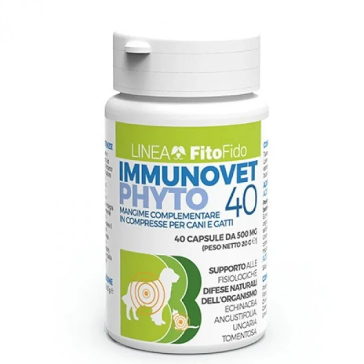 Immunovet Mangime Complementare per Cani e Gatti Utile per le Difese Immunitarie 40 capsule
