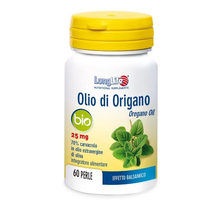 Longlife Olio Di Origano Bio Integratore Balsamico E Antisettico per il benessere delle vie respiratorie 60 Perle