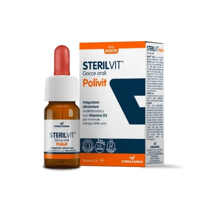 Sterilvit Polivit Multivitaminico Gocce 5ml per Bambini Senza Glutine
