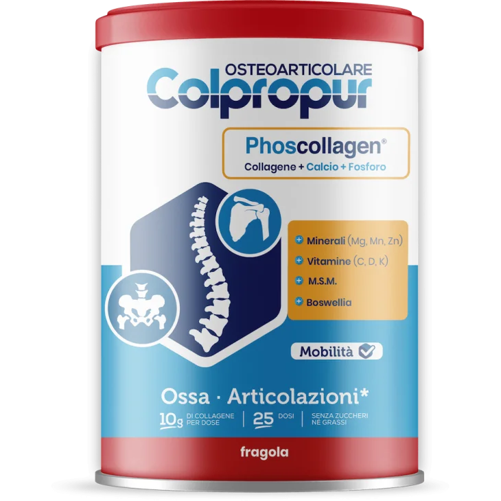 Colpropur Osteoarticolare Integratori per il benessere delle cartilagini, delle articolazioni e delle ossa Gusto Fragola 340 g